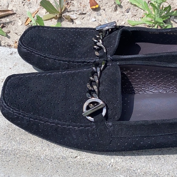 Stuart Weitzman Black Suede Driving Loafers Flats Sz 9 N - Picture 8 of 16